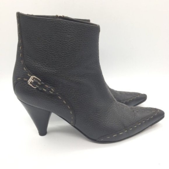 FENDI Booties Heeled Boots 38.5 Contrast Point Toe - Picture 2 of 8